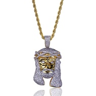 Jesus Pendant Necklace Rope Gold Chain for Men Iced out 14K Gold Plated Simulated Diamond Chain Stai