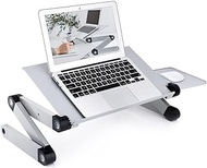 WZHZJ Adjustable Aluminum Laptop Desk Stand Table Vented Ergonomic Tv Bed Lap Desk Work from Home Office Riser Couch Silver