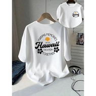 T-Shirt Percutian Hawaii Putih Wanita - Cipta Kenangan dengan Cetakan Belakang Bunga - Atasan Musim 