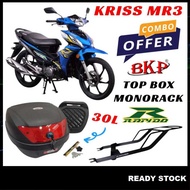 (Modenas Kriss 110 MR3) BKP 30L Top Box Motorcycle Kotak+Rak Besi RAPIDO Monorack Motor Accessories