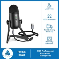 Fifine K678 Cardioid Condenser USB Microphone all-in-one with Mute Button and Mic Gain Knob For Voic