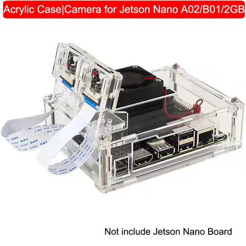 Nvidia Jetson Nano Acrylic Case Transparent Shell with IMX219 Camera + Holder + Cooling fan Option f