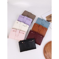 PU Card Holder Large-Capacity Wallet Ladies Solid Color Two-Fold Mid-Length Change New Style High-En