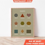 Tranh treo tường Learn Shapes Sage Green Nursery Sage Green Kids Room Art  Homeschool Educational Ba
