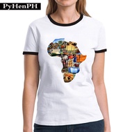 2026 Fashion 2026Africa Map Tshirt Cross-Border Hot Sale Africa Map Set Printed T-Shirt Men Women Sh