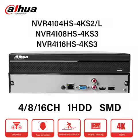 Dahua Original MultiLang 4K NVR 4 8 CH 16CH Video Recorder Home/Store CCTV System NVR4104HS-4KS2/L N