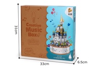 City Creative Series Amusement Park Carousel Music Box Desktop Decompression Building Blocks อิฐของข
