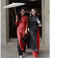 Wholesale brocade ao dai, women's ao dai with red, black, white brocade