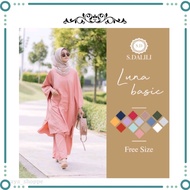 S.DALILI Luna Basic | Set Warda | Muslimah Set | Baju Muslimah Casual Loose Berpoket | Plus Size Blouse Seluar One Set