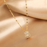 [ Terbaru [ Kalung Titanium Gold Wanita Anti Karat Selamanya / Kalung Titanium Wanita Liontin Mahkot