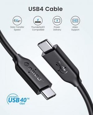奧睿科 - ORICO USB 4.0 電纜 40Gbps 數據傳輸 100W PD，8K@60Hz 兼容 USB3.2 線長 80CM 原裝行貨 二年保用[U4C08]