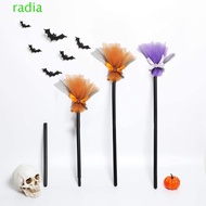 RADIANTZAP Halloween Witch Broom, Simulation Silk Witch Broomstick, Kid Witch Broom Purple/Orange Di