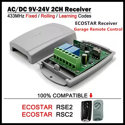 Newest 9V-24V Garage Door/Gate Receiver For ECOSTAR RSE2 RSC2 433.92MHz Remote Control Replace ECOST