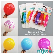 Nijito - 6pcs 12inch Candy Happy Birthday Balloon Chrome Macaron Belon Kid Helium Latex Balloon Ball