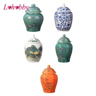 [Lohobby] Ceramic Ginger Jar Porcelain Vintage Style Vase Asian Ginger Jar for Weddings Table Decora