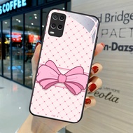NA-66 Pink Bow Pattern HD Softcase Glossy Glass for OPPO A54 A55 Reno Narzo 7 8 8i 9 50 Pro