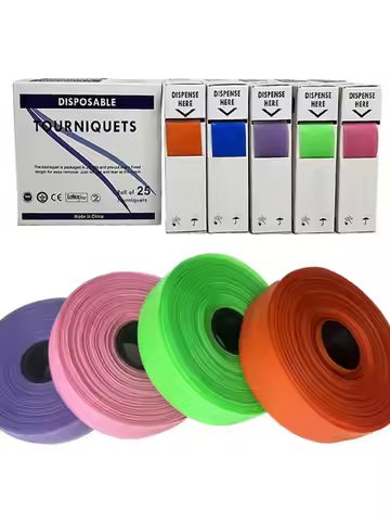 Disposable Tourniquet 2.5cm*45cm Adult Disposable Tournique First-Aid TPE Blue/Pink/Green Medical Ne