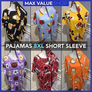 (8XL Short Sleeve) Baju tidur jumbo 8xl, pajamas wanita plus size women ladies pyjamas set,  baju tido wanita murah pajamas ladies big size