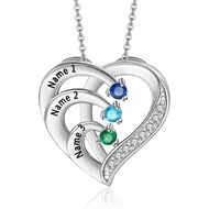 Jewelstruck Personalized Mothers Necklace with Birthstones Sterling Silver Necklace for Women Engrav