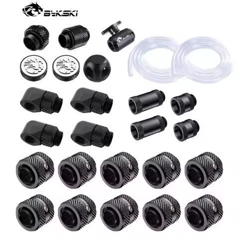 Bykski Soft Tube Fitting Kit For 10x13mm / 10x16mm Soft Tube with Switch 3-Way Water Cooling DIY Han