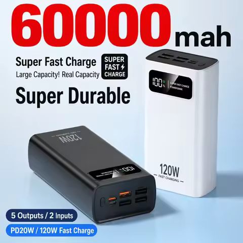 60000mAh High Capacity Popular External Battery 120W Super Quick Charge PD Fast Flash Charge Thin Co