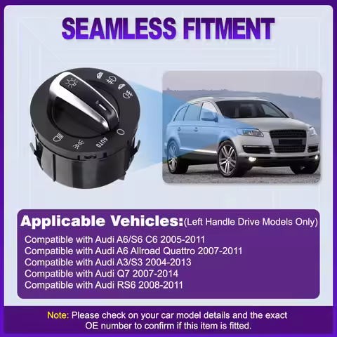 For Audi A6/S6 C6 A3/S3 Q7 RS6 8 Pins Headlight Fog Light Lamp Control Switch With AUTO 4FD941531A 4