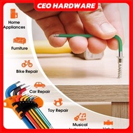 CEO Hardware - 9Pcs Allen Key Set 1.5mm -10mm Colour Coded Hexagon Hex Ball Point Torx Star Wrench S