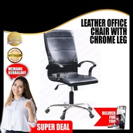 Leather Office Chair With Chrome Leg - H1230MM X W520MM X D500MM