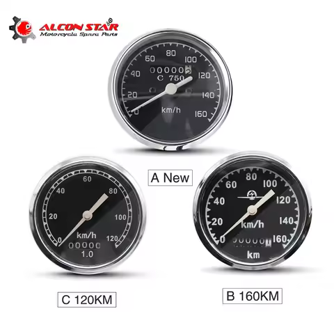 ALconstar 120KM 160KM Retro Round Motorcycle Speedometer Odometer install at headlight case For BMW 