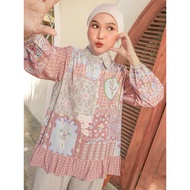 Kienka - Azalea Blouse Top Premium Monogram Printed FloralWanita