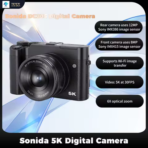 Sonida 64MP Digital Camera 6x Optical Zoom Autofocus Wi-Fi Image Transfer Electronic Image Stabiliza