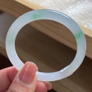 冰種翡翠天然翡翠玉鐲A玉手鐲 玉鈪 • 冰種金絲綠翡翠圓鐲