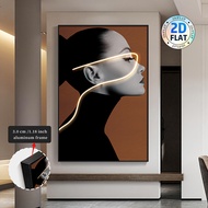 ภาพศิลปะผนังหญิงสไตล์โมเดิร์นแบบ 2D ข้อความที่ใช่ 2D Flat Modern Minimalist Bla & White Woman Fa Wal