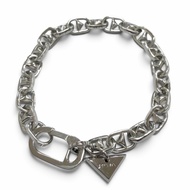Excellent condition ▼ PRADA 2JB521 AG925 Triangle Charm Chain Bracelet, Silver, Size M, Made in Ital