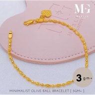Merlin Goldsmith 22K 916 Gold Minimalist Olive Ball Bracelet
