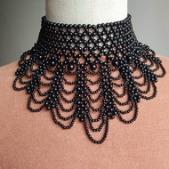 Genuine Jewelry Cut Out Hand-Woven Collar Necklace Fake Collar Pearl Necklace