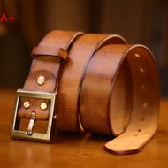 【Strict selection】® Thickened Pure Brass Japanese Buckle Hand-Polished Color Mens Vintage Belt Casua