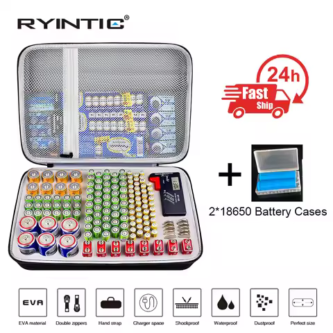 146 Pcs Portable Hard EVA Shockproof AA/AAA/C/D/9V/3V LR44 Battery Organizer Storage Case Box Holder