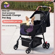 Pet cart out portable foldable dog cart detachable cat outdoor cart small and medium dog stroller zi