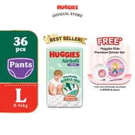 HUGGIES AirSoft Pants Diapers L36 (1 pack) Breathable and soft diapers for baby