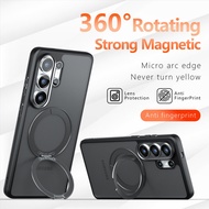 360° Rotating Strong Magnetic Bracket Frosted Case For Samsung S26 Ultra Plus S25 FE S25 Ultra S24 S