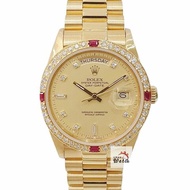 【大眾名錶】ROLEX勞力士18038 Day-Date 18K金 紅蟳錶 原廠金色6.9T鑽面盤 大眾名錶B1266