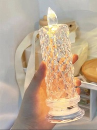 1支塑料LED無焰蠟燭家用浪漫透明電子無焰蠟燭