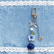 Fresh Summer Simulation Blueberry Keychain Exquisite Small Flower Pearl Embellishment Mobile Phone C