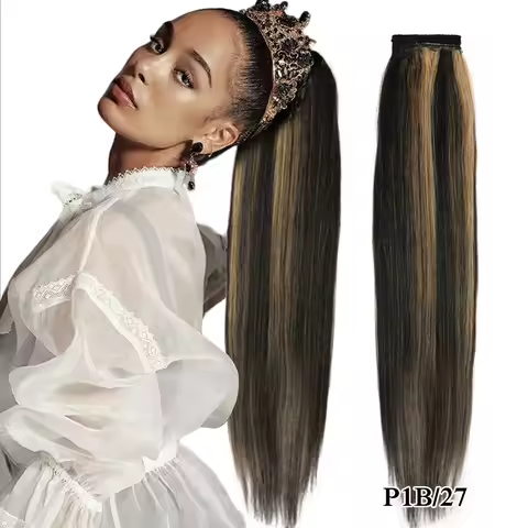 Real Beauty Ponytail Human Hair Clip in Hair Extensions Brazilian RemyThick Straight Ponytail Wrap A