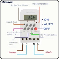 MUNDAN Digital Timer, 12V 220V Timer Switch, Durable 110V Display Relay LED Electrical Device Timer 