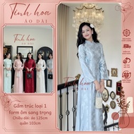 High Quality Blue Traditional Bamboo Brocade Ao Dai – Luxurious Beauty & Elegant – The Essence of Ao