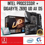 Gigabyte Z690 UD AX DDR5 Z690 LGA1700 Motherboard + Intel 12TH GEN / 13TH GEN CORE I3 / I5 / I7 / I9