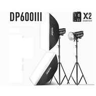 Set of 2 Godox DP600III photography flash lights