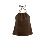 NICHp.CO : Gisel top เสื้อคล้องคอเว้าหลังผ้าหนังกลับ (สินค้าพรีออเดอร์ ประมาณ 3-4อาทิตย์)